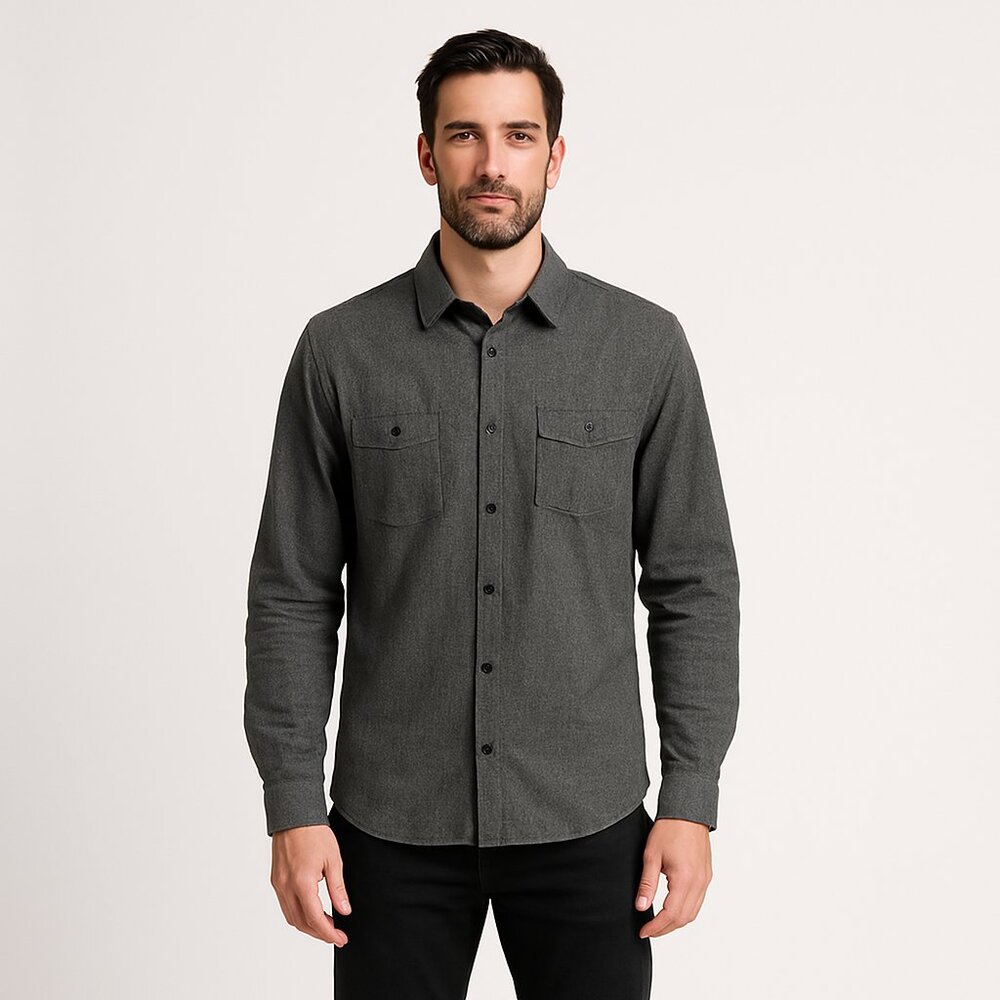 Rip Curl Men's Gray Slim Fit Live The Search Long Sleeve Shirt Size Med